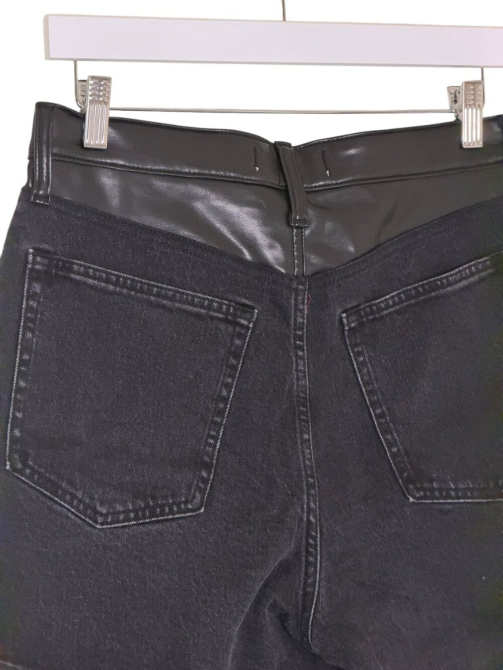 Abercrombie & Fitch The Dad Short Faux Leather Denim Black 30 10 - Picture 5 of 9